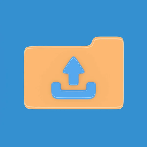desktop interface folder upload icon isolated on blue background simple ui 3d rendering