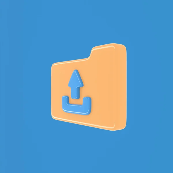 desktop interface folder upload icon isolated on blue background simple ui 3d rendering