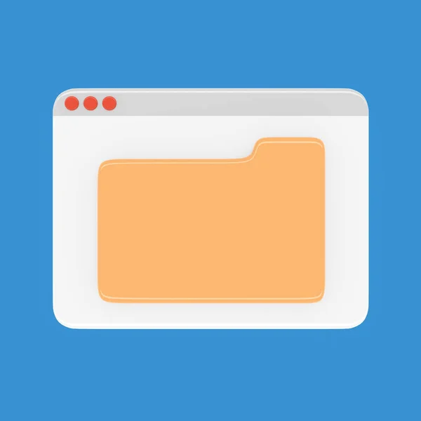 desktop interface window with folder simple cartoon ui 3d rendering