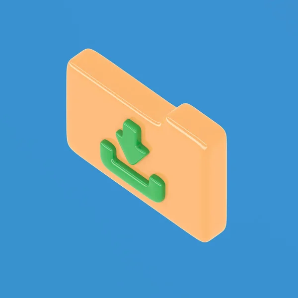 isometric desktop interface folder download icon isolated on blue background simple ui 3d rendering