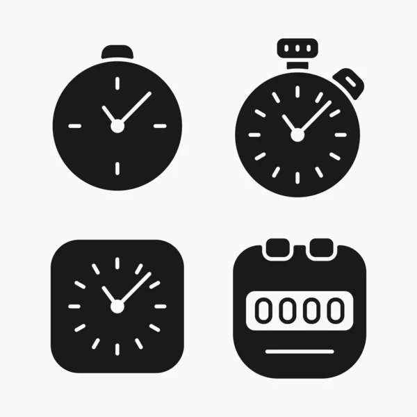 Stopwatch Timer Podstawowy Kształt Ikona Zestaw Wektor Płaska Ilustracja — Wektor stockowy