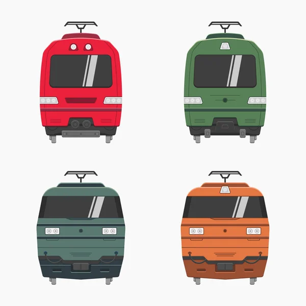 Public Transport Train Front View Icons Vector Flat Illustration — Stockvector