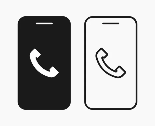 Smartphone Call Ring Simple Line Shape Icon Vector Flat Illustration — Stock Vector