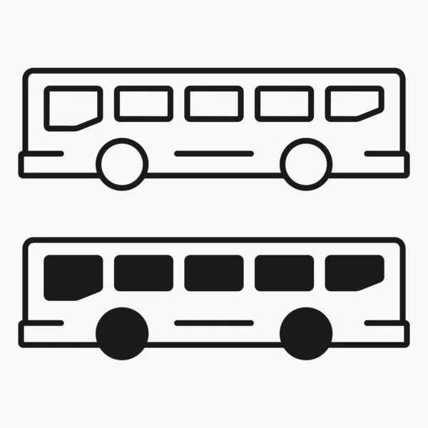 Transporte Público Autobús Vista Lateral Línea Forma Iconos Vector Ilustración — Archivo Imágenes Vectoriales