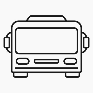 public transport bus front view line icons vector illustration