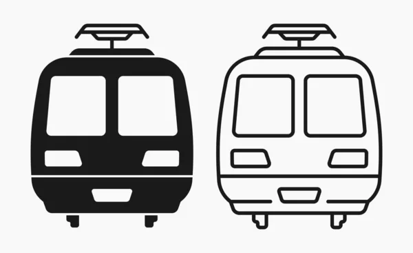Openbaar Vervoer Trein Front Uitzicht Lijn Vorm Pictogrammen Vector Platte — Stockvector