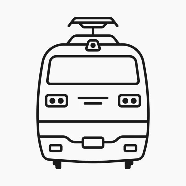 公共交通機関の機関車のフロントビューラインアイコンベクトルフラットイラスト — ストックベクタ