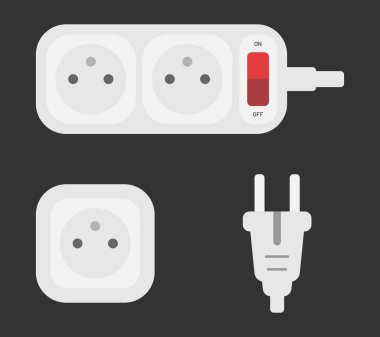 güç prizi eklentisi Fransızca şerit e vektör düz illüstrasyonunu ayarla