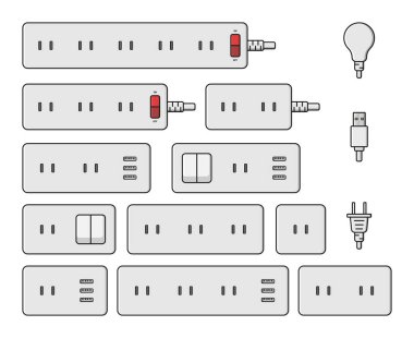 güç prizi eklentisi açma kapama anahtarı tip bir vektör düz çizim