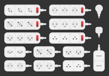 elektrik prizi eklentisi dünya standartları şeridi fransız İsviçre vektör düz illüstrasyon