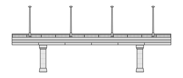 бетонный мост с опорной колонной на белом фоне