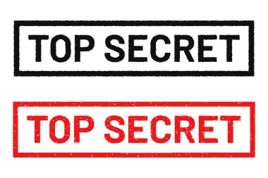 Çok gizli kırmızı damga etiketli vektör düz illüstrasyon