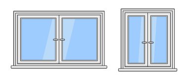 ev içi beyaz pencere izole vektör düz illüstrasyon çerçevesi