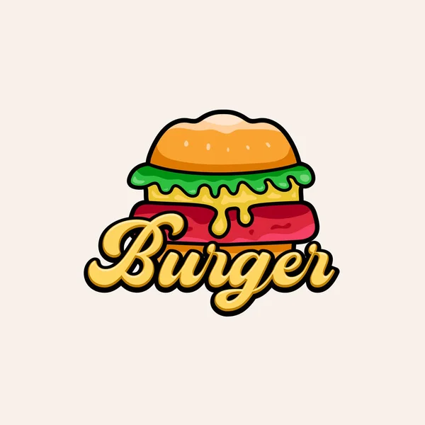 Logo Hamburgera Szablonem Tekstu Retro Wektor Ilustracji Pyszne Hamburgery — Wektor stockowy