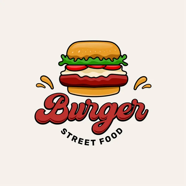 Burger Street Food Logo Vorlage Vektor Illustration — Stockvektor