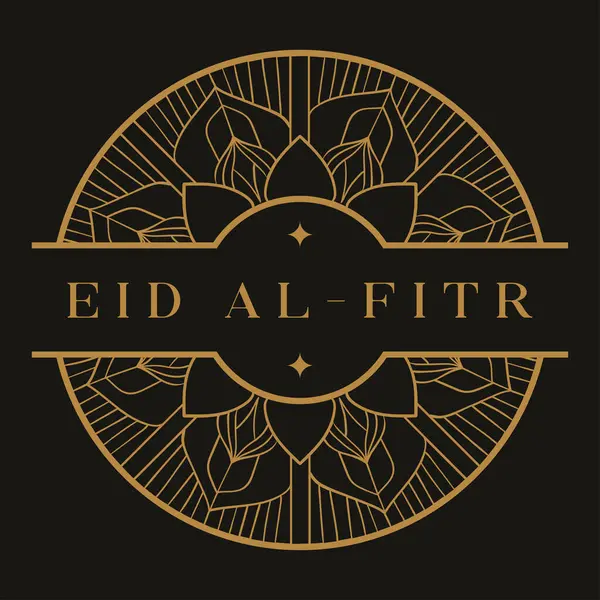 Eid Fitr Islamic Greeting Background Beautiful Golden Mandala Line Art Vektör Grafikler