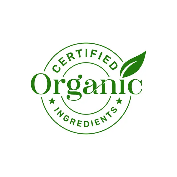 Organik Malzemeler Sertifikalı Etiket Ürünleri Organik Pul Vektörü Llüstrasyonu Telifsiz Stok Vektörler