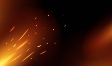 Ateş Kara Arkaplanda Bulanık Kıvılcımlar.