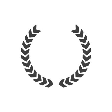 Beyaz Arkaplanda Siyah Laurel Çelengi Amblemi. Zafer ve kupa simgesi.