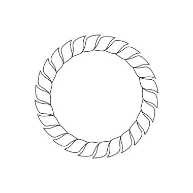 Beyaz Arkaplanda Dairesel Yaprak Çerçeve Çizgileri