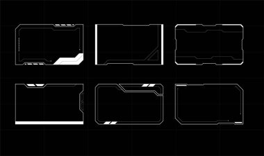 Gelecekçi Siberpunk Frame HUD Teknoloji Elementleri. Oyun menüsü izleme paneli.