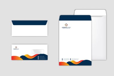 Corporate Envelope Template set with modern design clipart