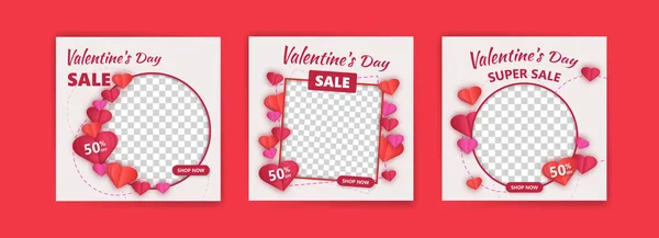 Social Media Post Valentine Day Sale Marketing Vector Design Theme — Wektor stockowy