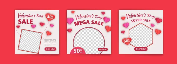 Social media post for valentine's day sale marketing. Vector design with the theme of love and affection.