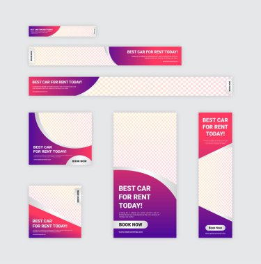 Çevrimiçi araba kiralama servisi reklamı için pankart şablonu