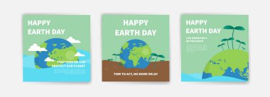 Dünya günü vektör tasarımı. Kartlar, posterler, afişler ve el ilanları için vektör şablonu