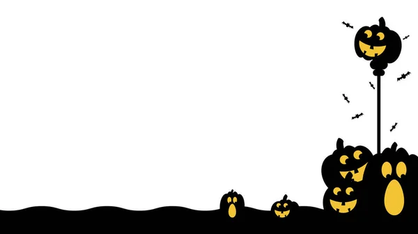 Silhouette Hintergrund Für Halloween Mit Gruseligem Panorama Der Kürbismonster Kollektion — Stockvektor