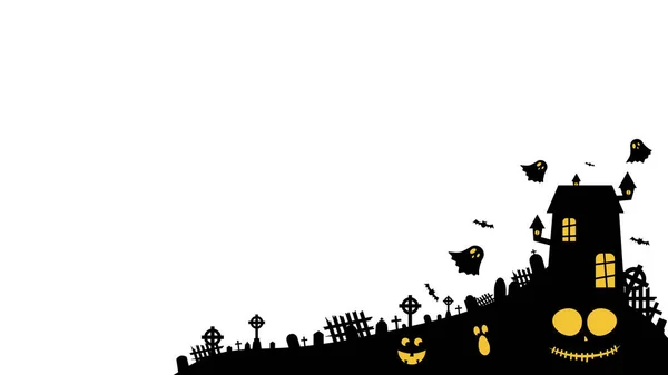 Silhouette Hintergrund Für Halloween Mit Gruselpanorama Des Spukschlosses Auf Dem — Stockvektor