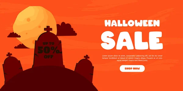 Banner Venda Halloween Projeto Vetorial Para Promoção Vendas Dia Halloween — Vetor de Stock