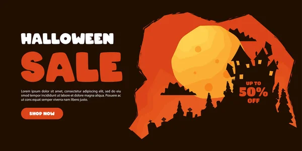 Banner Venda Halloween Projeto Vetorial Para Promoção Vendas Dia Halloween — Vetor de Stock