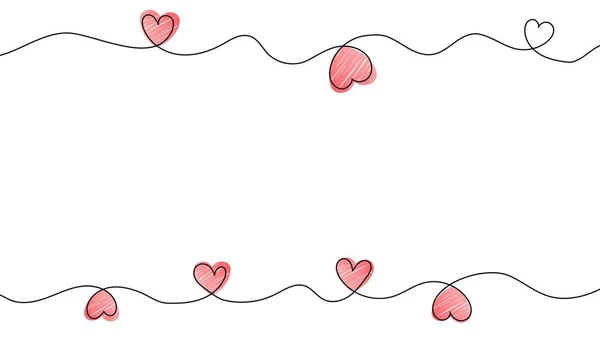 Украшение Дню Святого Валентина Иллюстрация Непрерывной Формы Линии Розовым Сердцем — стоковый вектор