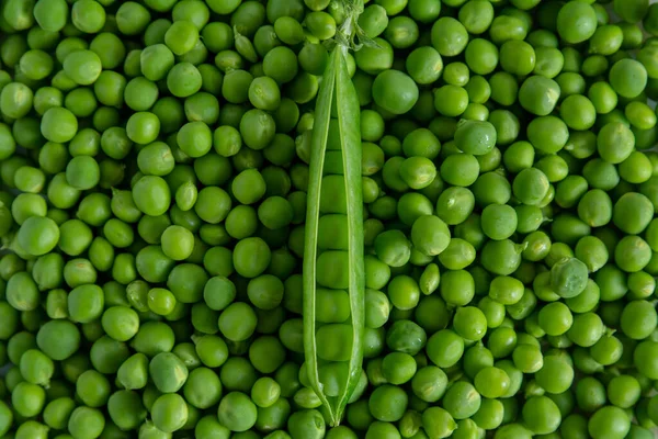 Krásné Pozadí Makro Zeleného Čerstvého Hrášku Hrachu Lusky Zdravé Jídlo — Stock fotografie
