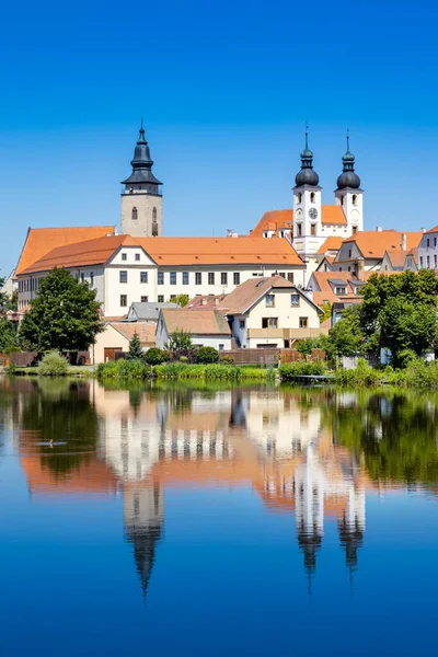 Historické Centrum Rybník Ulicky Telc Unesco Okres Vysočina Česká Republika — Stock fotografie