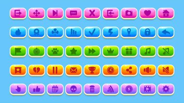 Bir oyun cep telefonu, bir takım simgeler için GUI günlük varlıklar. Vektör.