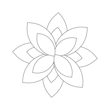 Flower, ornament, black line drawing, doodle on a white background.