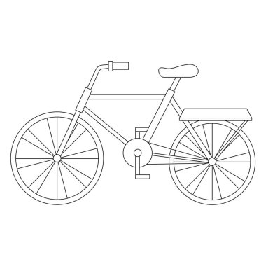 Bicycle, black line drawing, doodle isolated on white background.