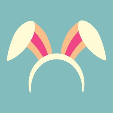 Kenarında Paskalya tavşanı kulakları var. Mavi arkaplanda renk vektörü çizimi.