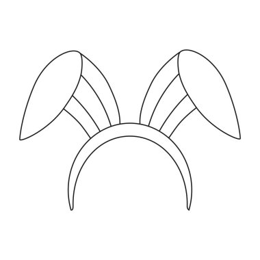 Kenarında Paskalya tavşanı kulakları var. Çizgi çalışması. Beyaz arkaplanda vektör illüstrasyonu.