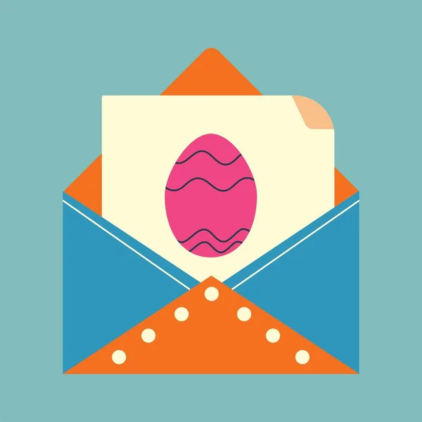Une Enveloppe Avec Une Carte Pâques Avec Oeuf Illustration Vectorielle — Image vectorielle