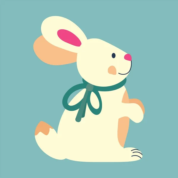 Conejo Pascua Conejo Con Lazo Cuello Ilustración Vectores Color Sobre — Archivo Imágenes Vectoriales