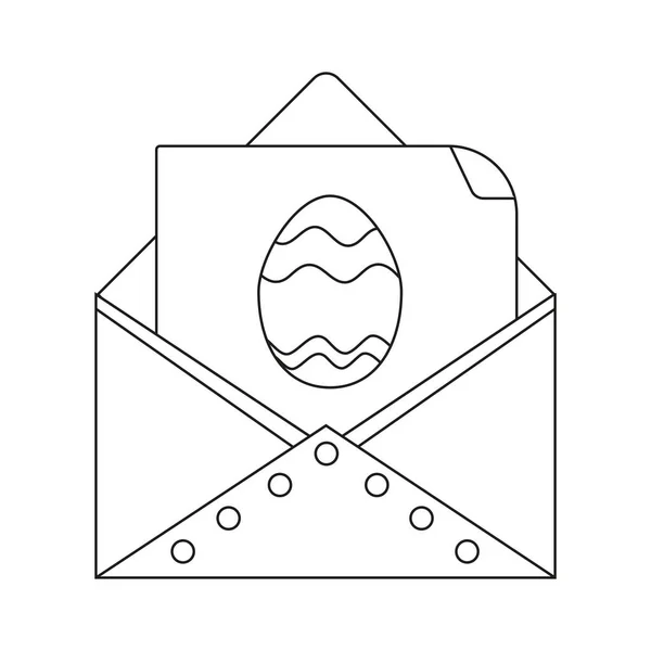 Une Enveloppe Avec Une Carte Pâques Avec Oeuf Art Linéaire — Image vectorielle