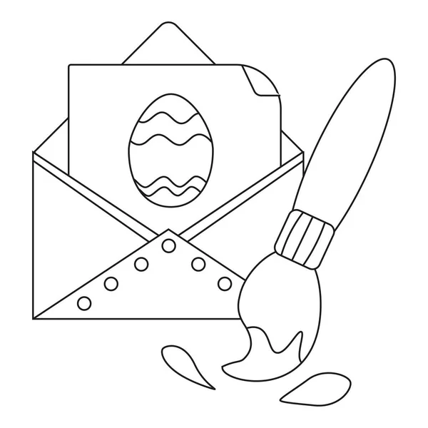 Une Enveloppe Avec Une Carte Pâques Œuf Pinceau Pour Colorer — Image vectorielle