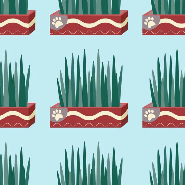 Grass pattern for animals, cats, dogs, pet care. Flat vector illustration.