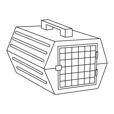 Hayvanlar, kediler, köpekler ve hayvan bakımı için şebeke taşıyıcı. Çizgi çalışması. Vektör illüstrasyonu beyaz arkaplanda izole edildi.