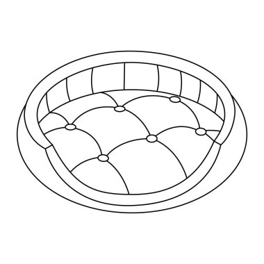 Uyuyacak bir yer, hayvanlar için bir ev, kediler, köpekler için. Çizgi çalışması. Vektör illüstrasyonu beyaz arkaplanda izole edildi.