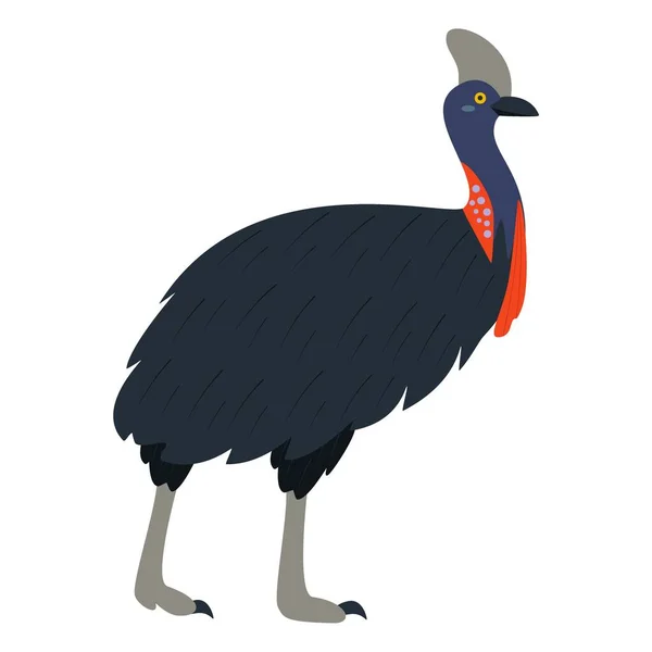 Słodki Kreskówkowy Cassowary Bird Płaska Ilustracja Wektor Izolowane Białym Tle — Wektor stockowy
